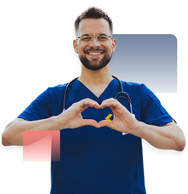 medico de salud colsubsidio haciendo con las manos forma de corazon
