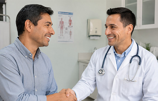 hombre dandose la mano con doctor